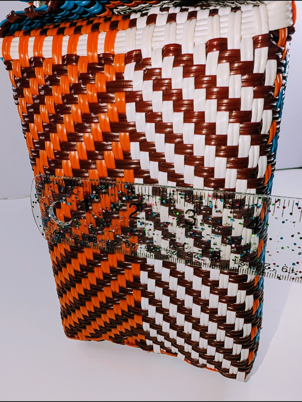 Handwoven Plastic Tote Bag Colorful Mexican Market Basket Artisan - Picture 6 of 8